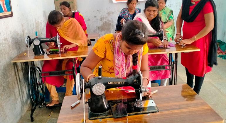 Woman in skill training